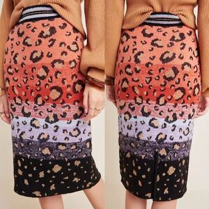 Anthropologie‎ maeve leopard print wool blend pencil skirt women’s size XS